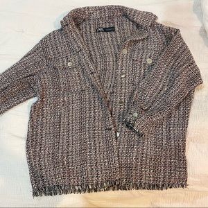 Zara Tweed Oversized Shirt/Shacket